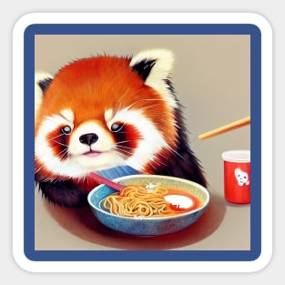 Kawaii Red Panda Eating Ramen Sticker